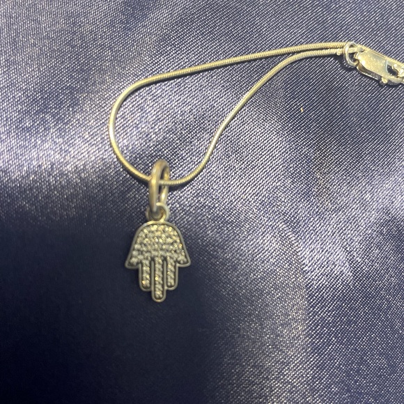 Sterling Silver Hamsa Charm with CZ with 16in necklace. - Picture 3 of 3
